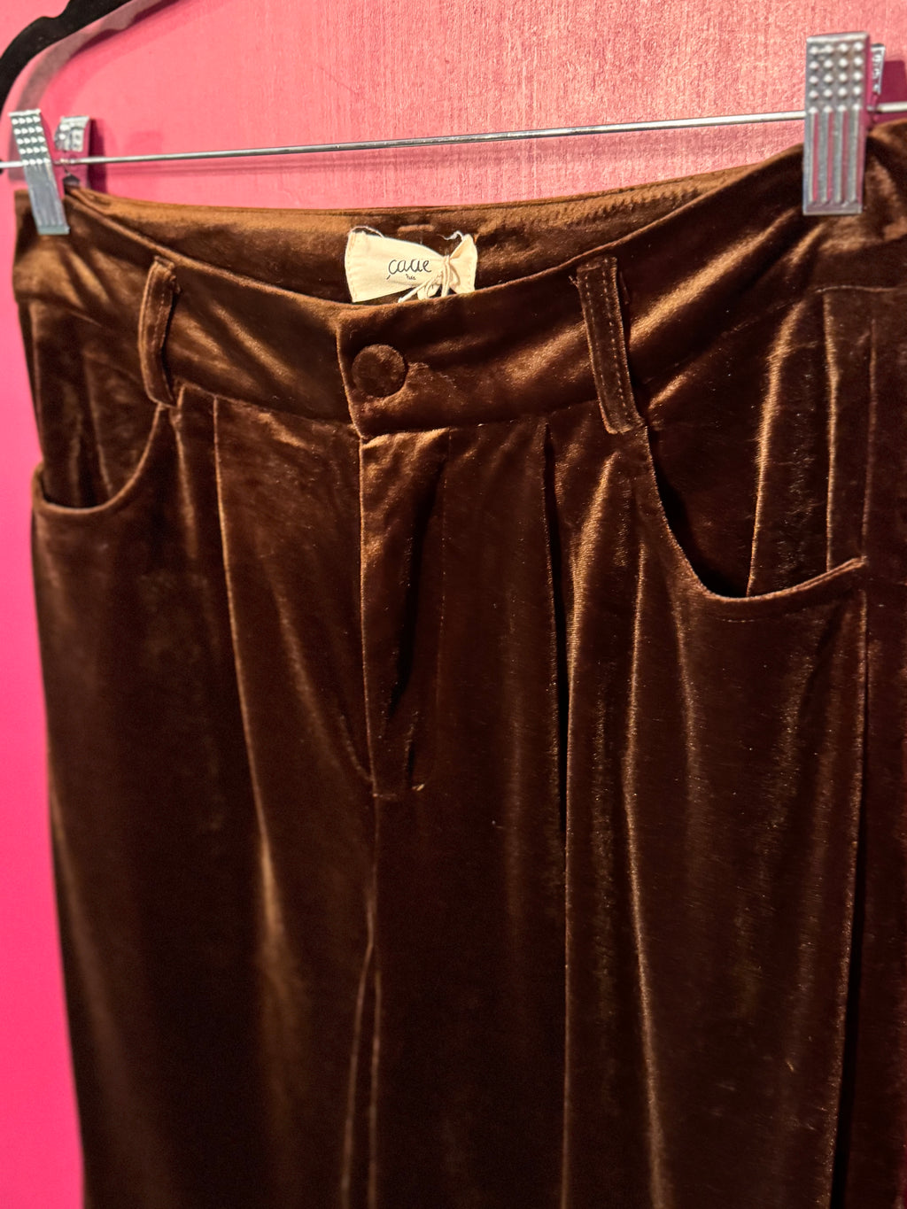 Pantalon marron velours satiné
