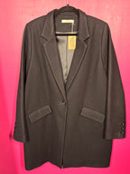 Manteau long noir en laine