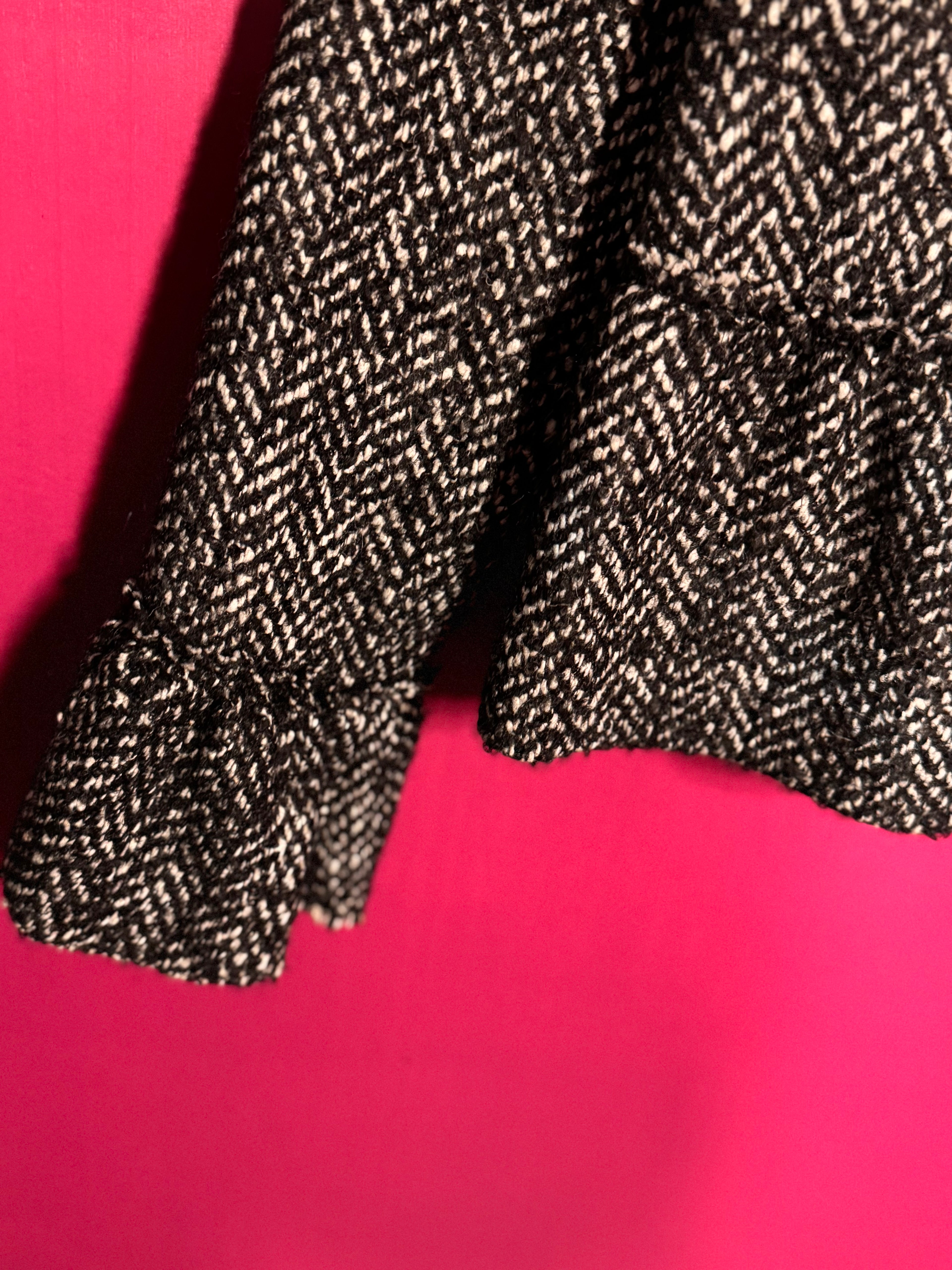 Veste en tweed noir / blanc laine et mohair