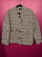 Manteau en tweed noir / écru / beige