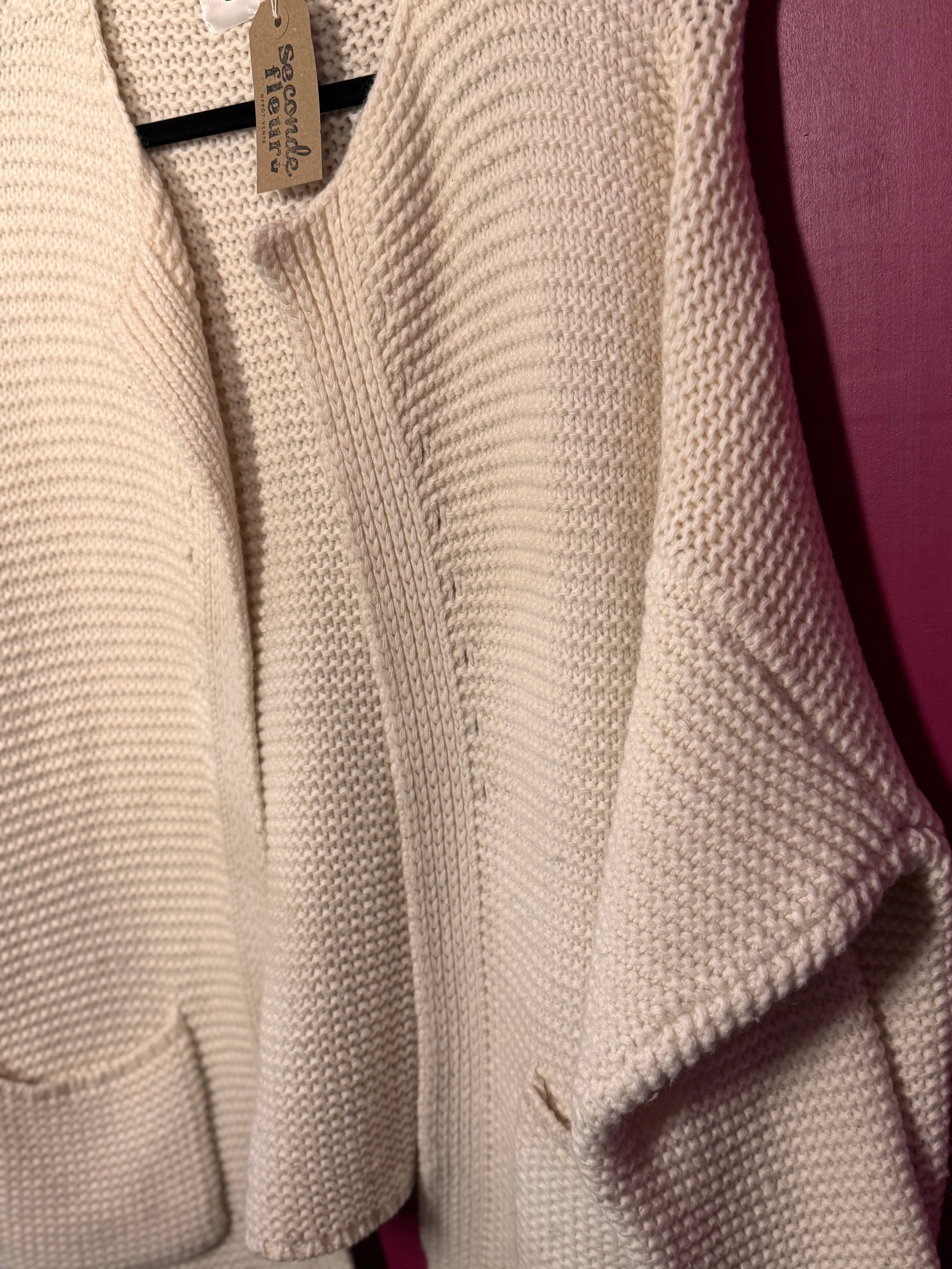 Gilet grosses mailles écru