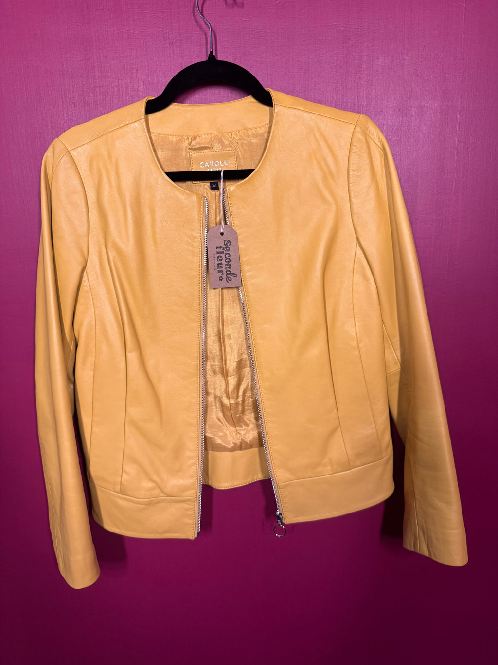 Veste en cuir jaune