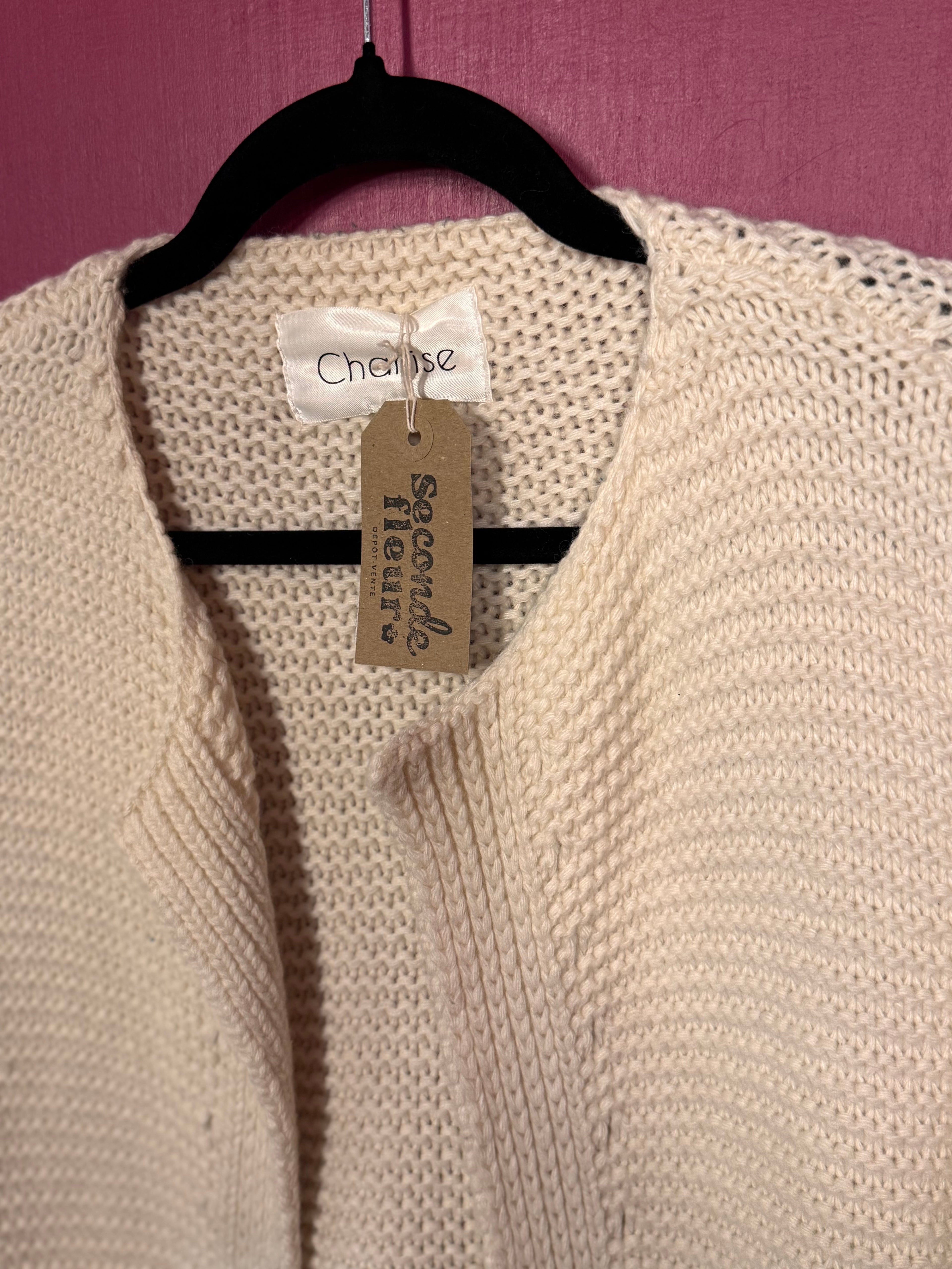 Gilet grosses mailles écru