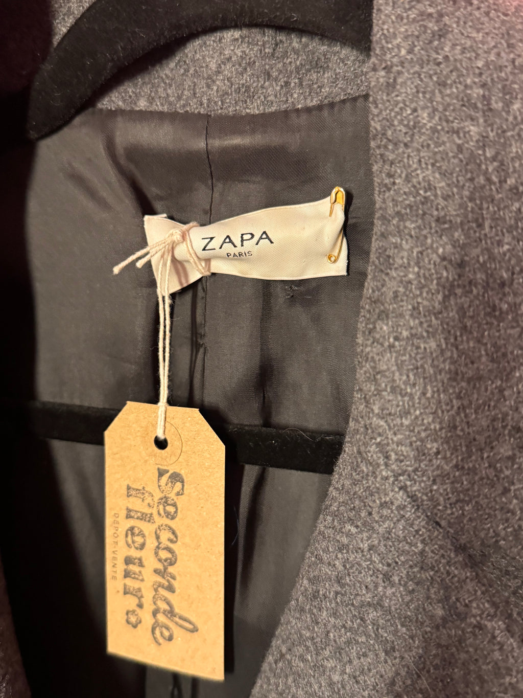 Manteau long gris / noir