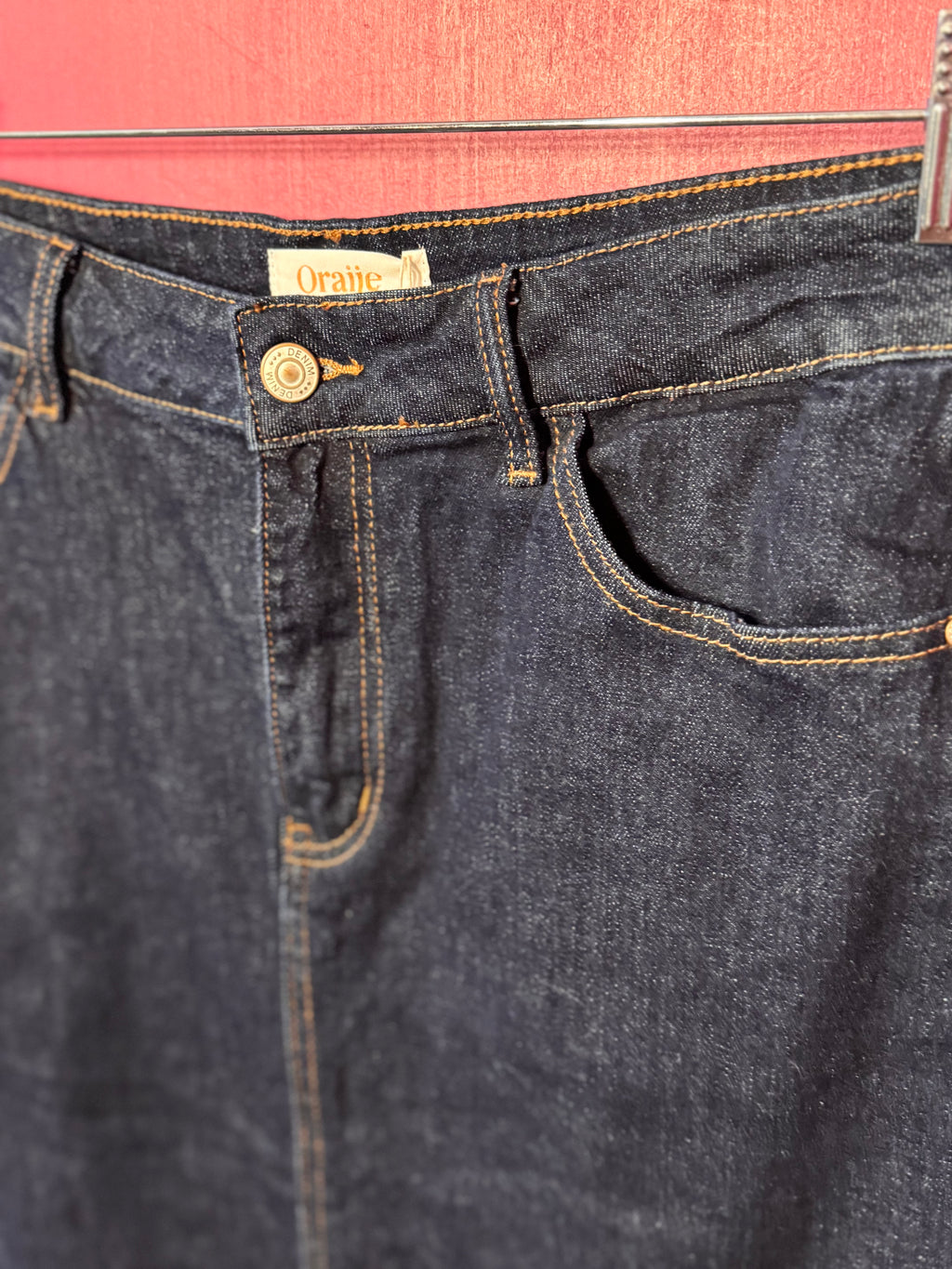 Jupe marine mi-longue en jean