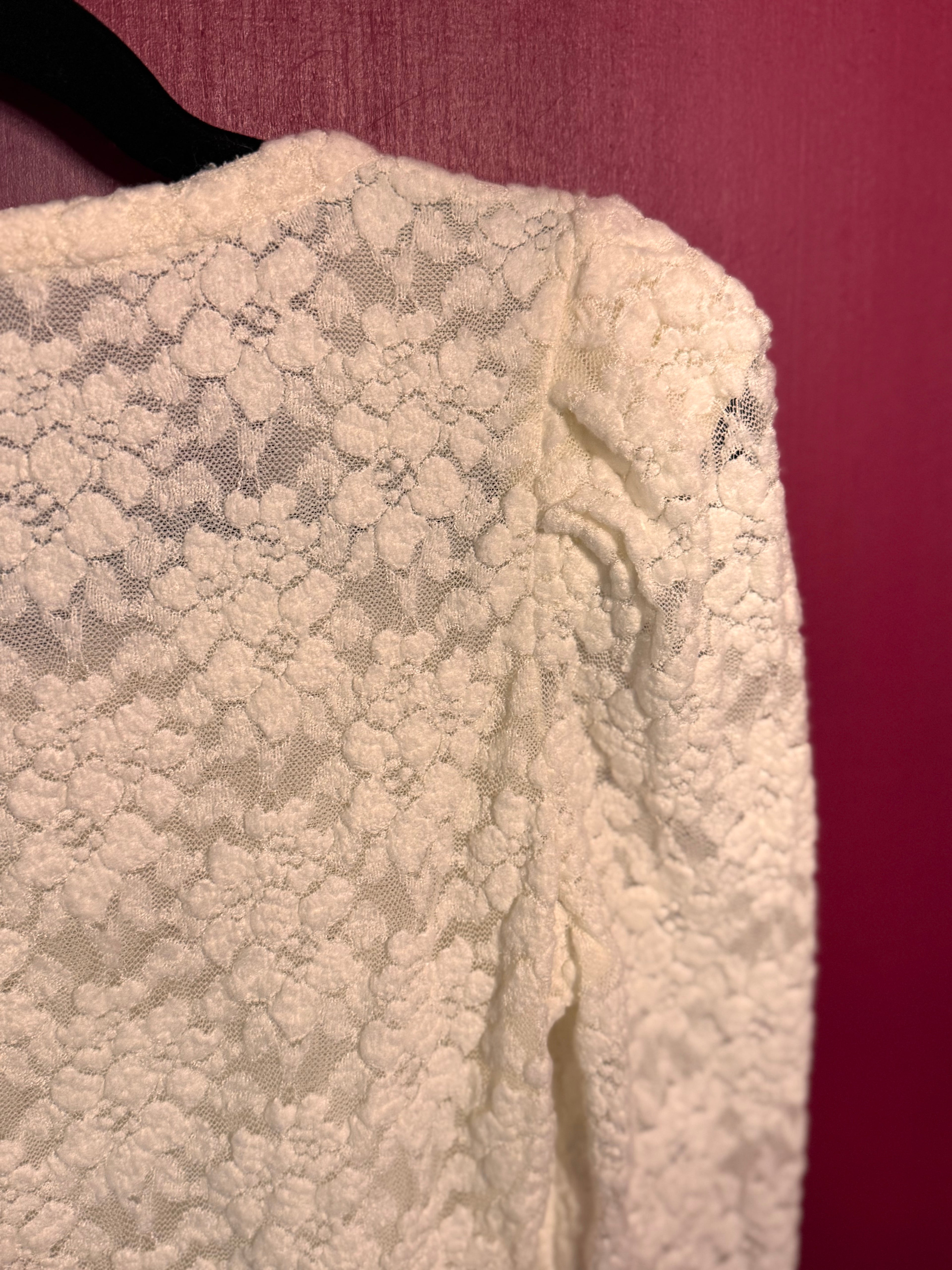 T-shirt manches longues dentelle blanc