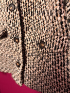 Manteau en tweed noir / écru / beige