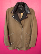 Manteau kaki col cuir noir