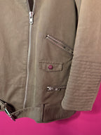 Manteau kaki col cuir noir