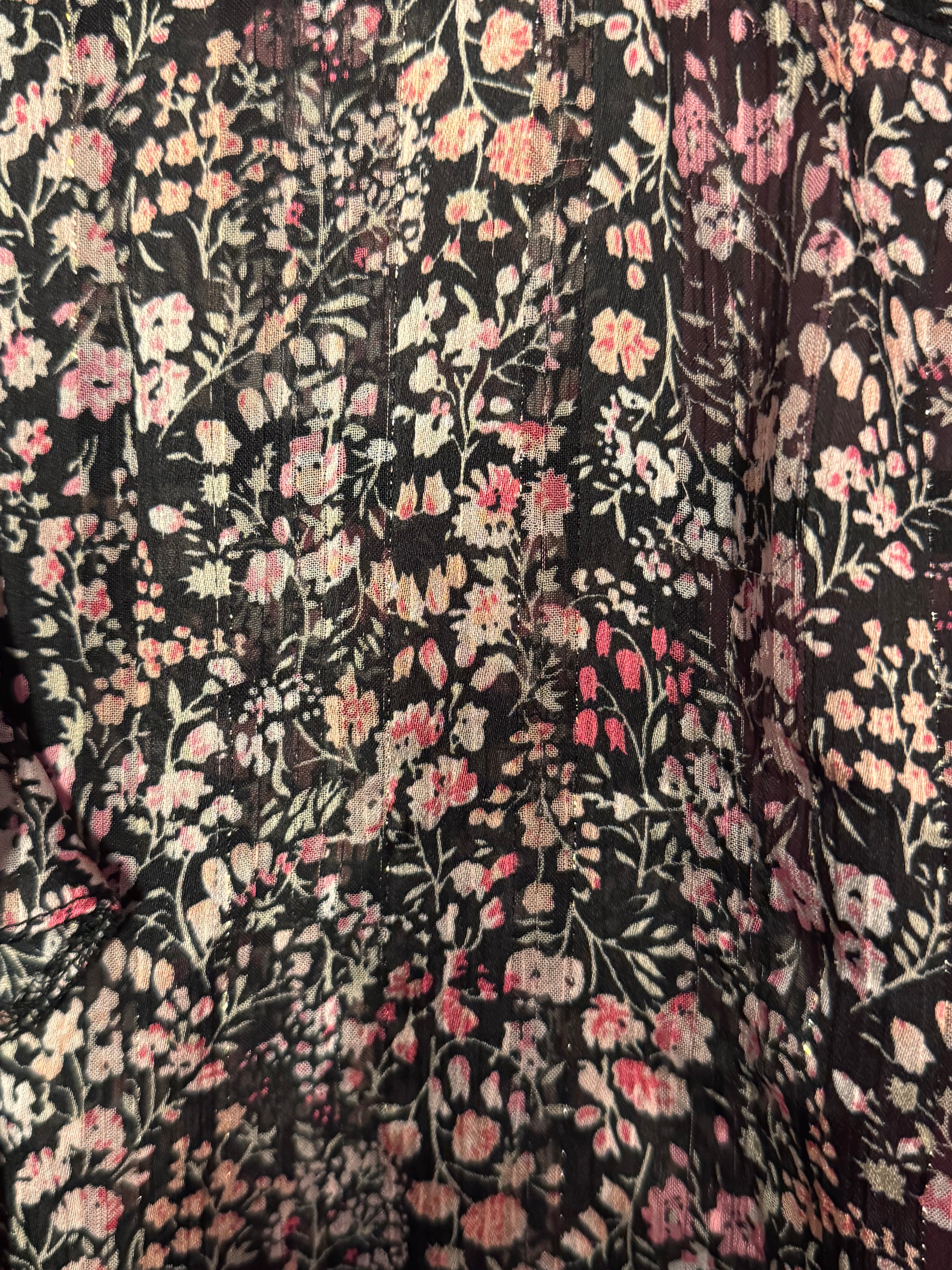 Blouse fleurie noir / rose