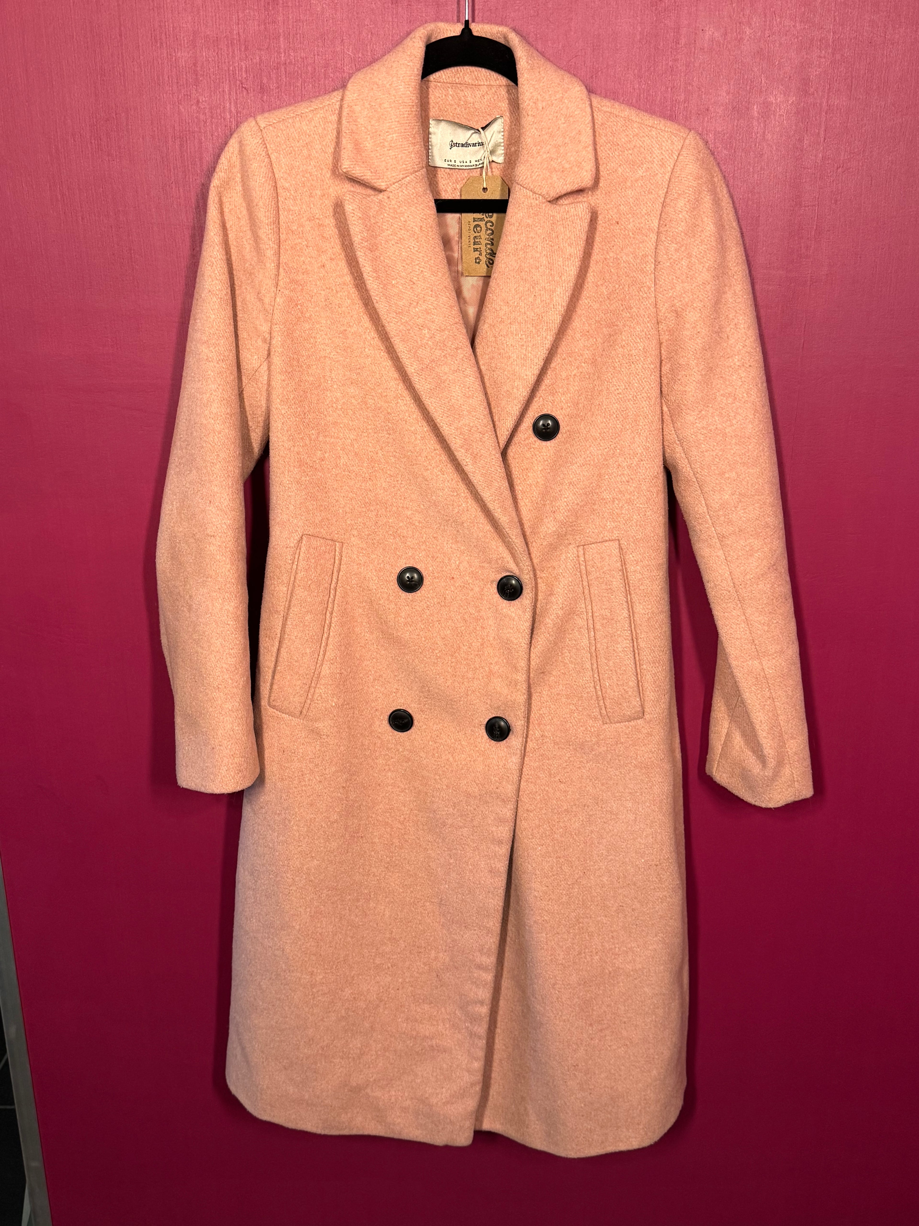 Manteau caban long rose