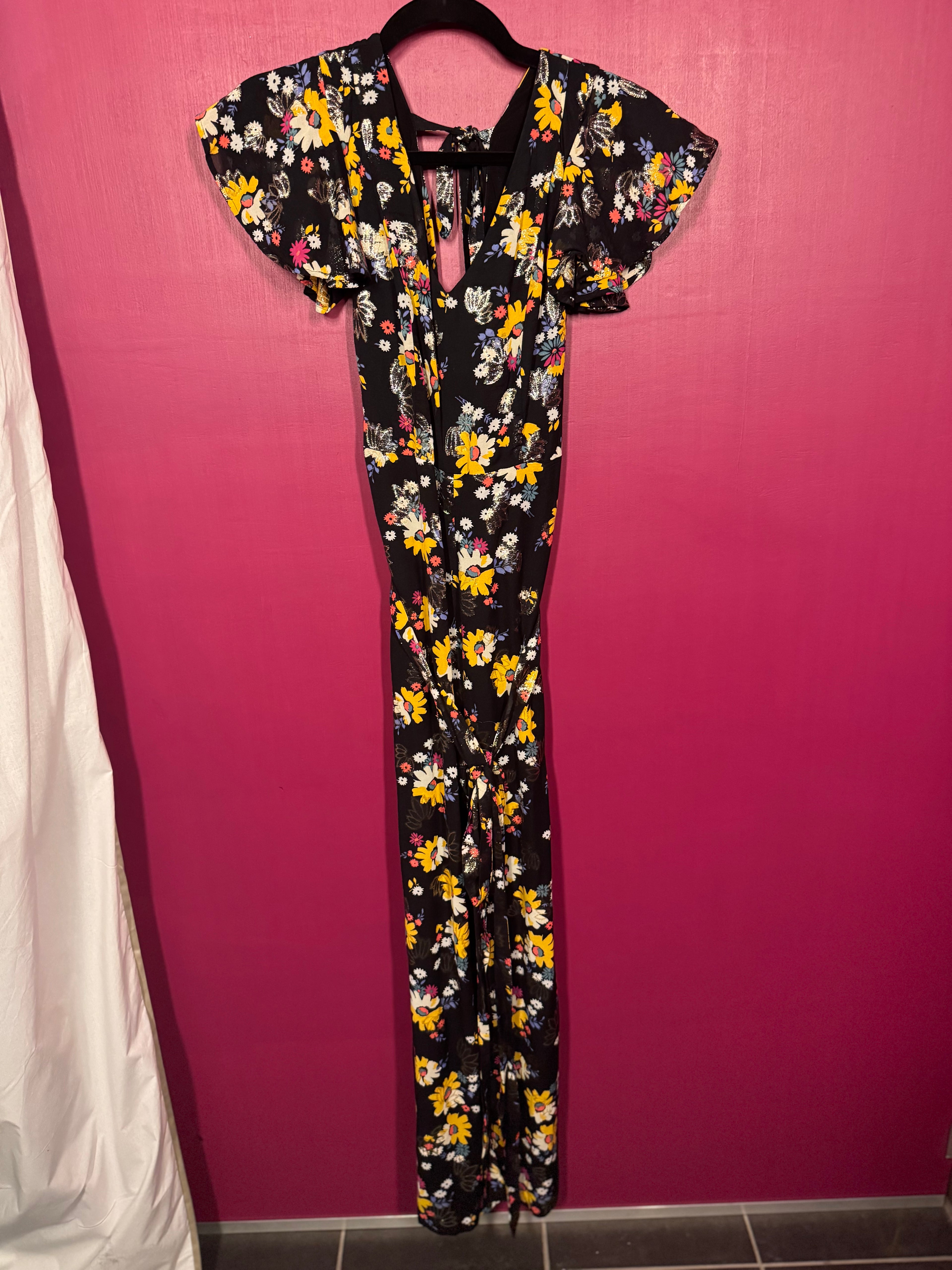 Combinaison fleurie noir / dorée / multicolore