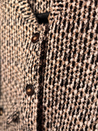 Manteau en tweed noir / écru / beige