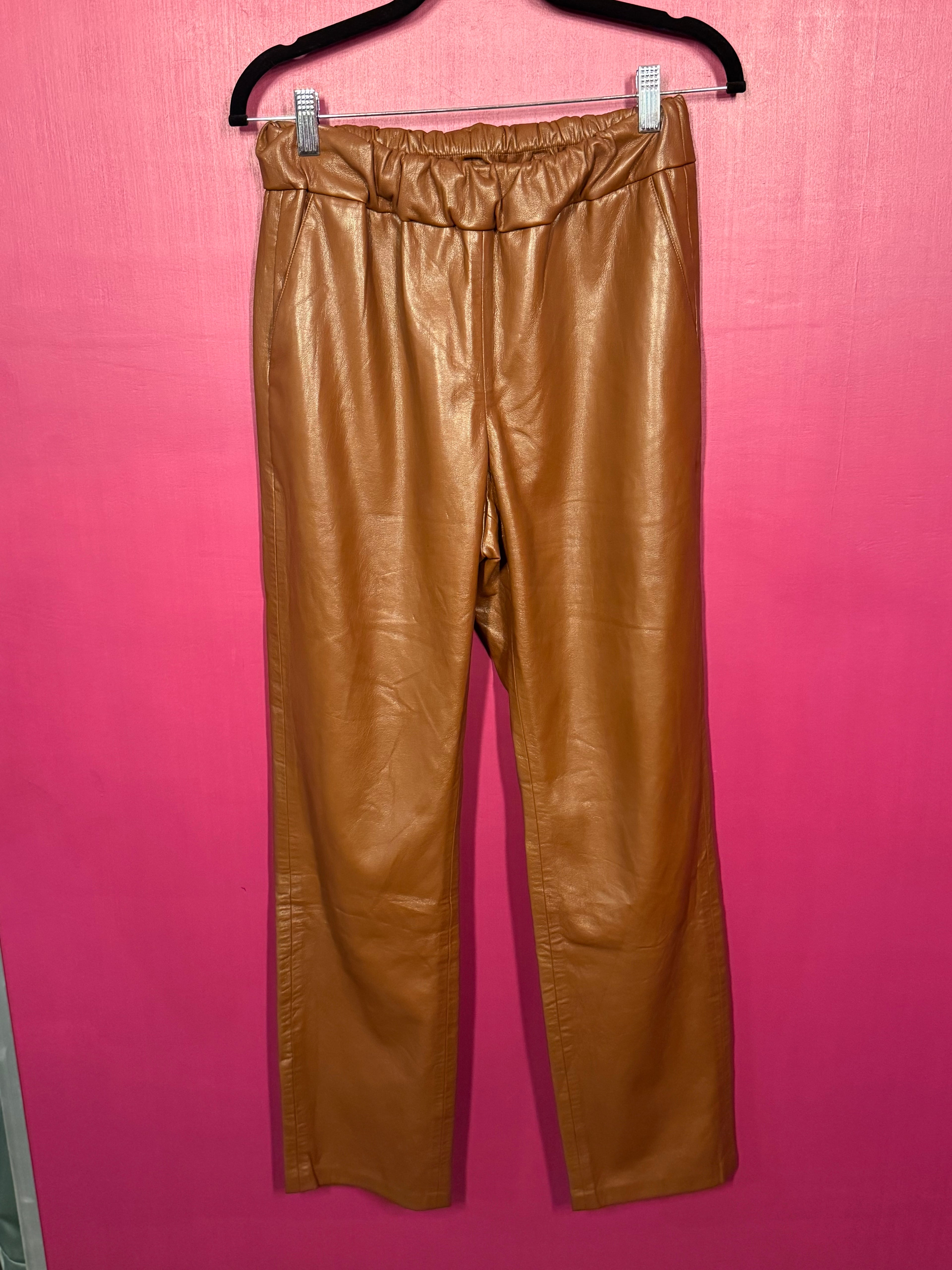 Pantalon cuir vegan camel