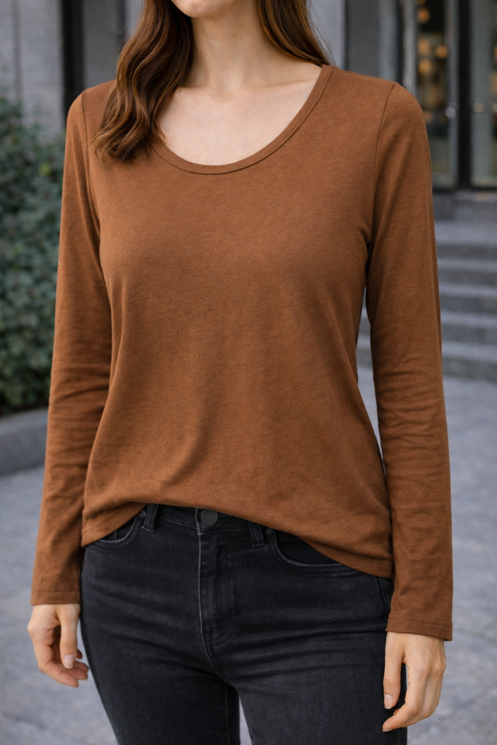 T-shirt manches longues marron