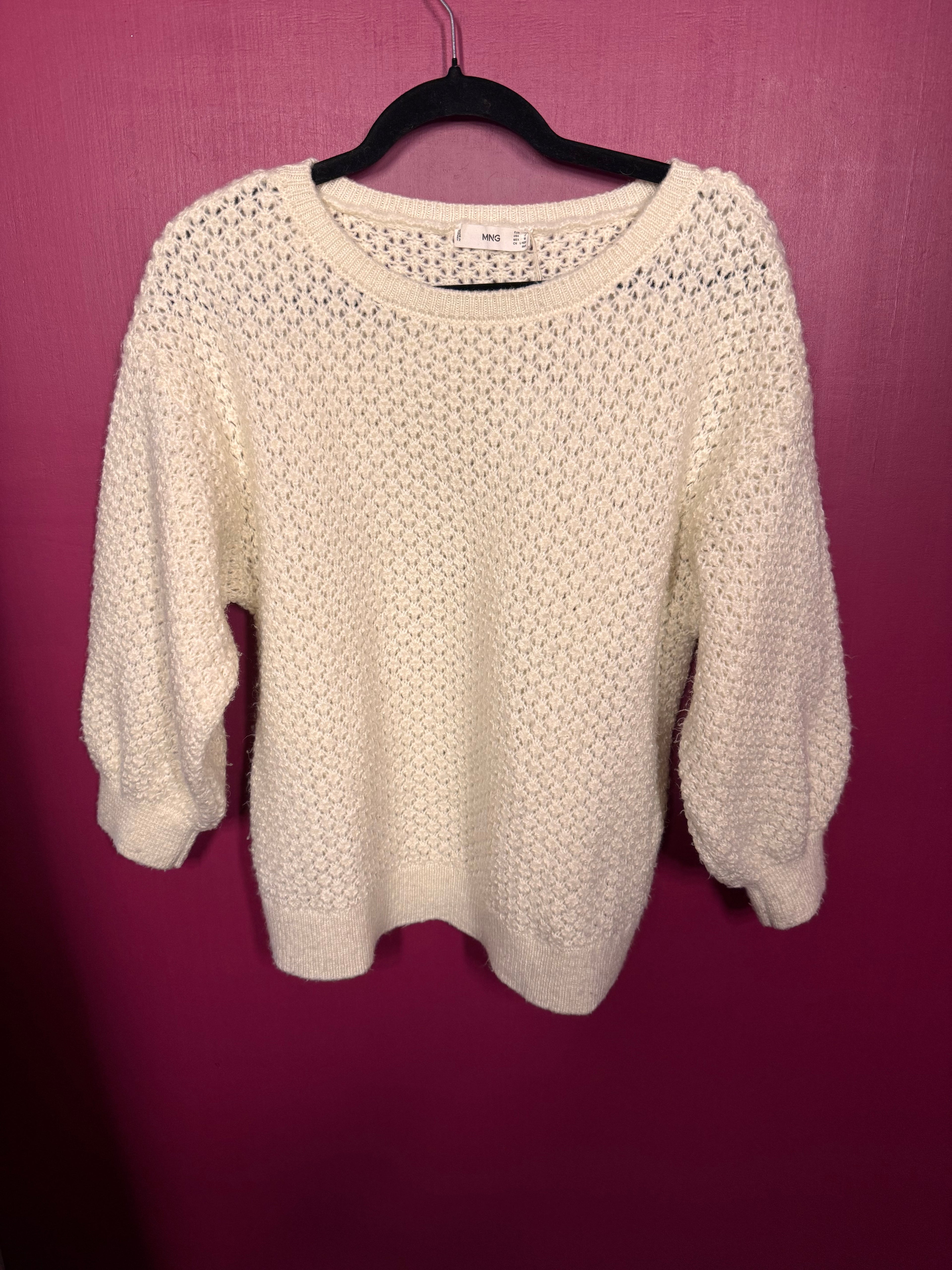 Pull grosse maille écru