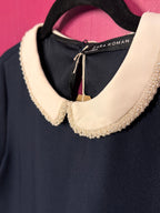 Blouse manches courtes col claudine marine